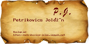 Petrikovics Jolán névjegykártya