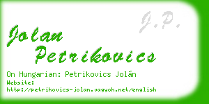 jolan petrikovics business card