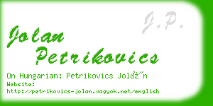 jolan petrikovics business card